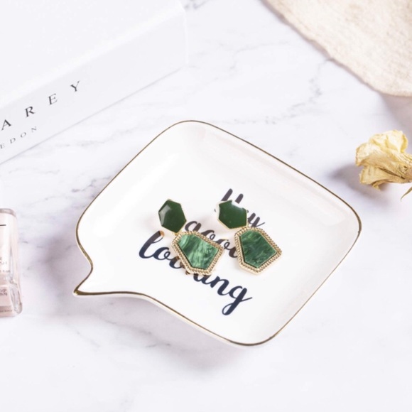 Ceramic Jewelry Trinket Dish Storage Plate - Picture 2 of 5